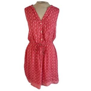 🆕 Gap Waist Defined Pink Floral Sleeveless Shirt Dress with Pockets, Size S